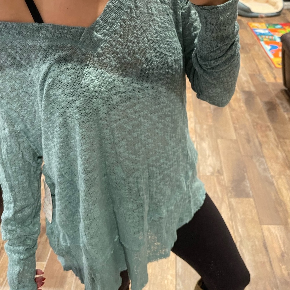 Free People Ocean Air Hacci Top Color Misty Forest - Picture 6 of 9